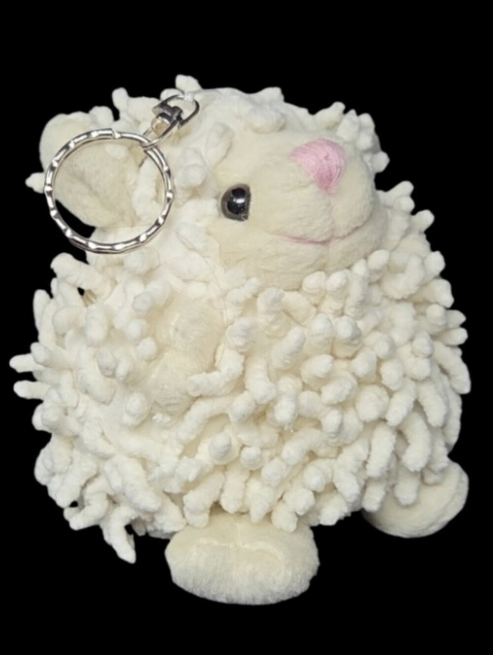 Plush Sheep Keychain With Zipper Pouch Closure - Cream